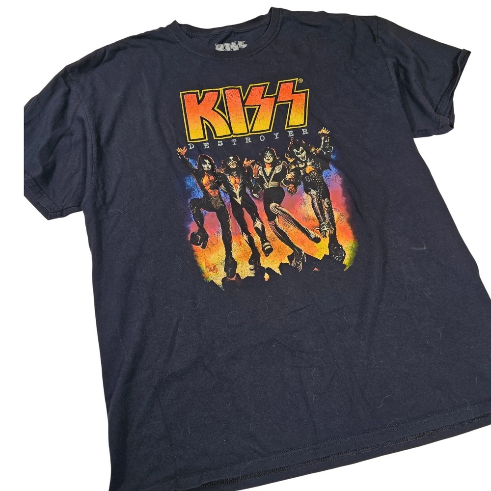 KISS Destroyer Graphic T-Shirt Mens XL Black 2021 Tee Rock Music Short Sleeve